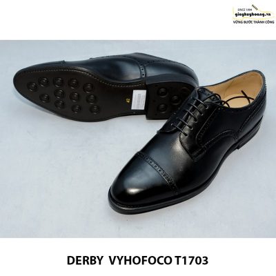 Giày tây nam da bò Derby vyhofoco T1703 cao cấp chính hãng màu đen 004