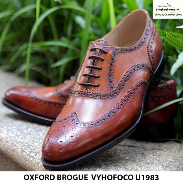 Giày buộc dây da nam Oxford brogue Vyhofoco U1983 cao cấp chính hãng 004