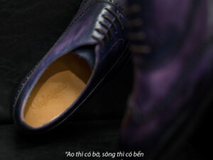 Giày tây nam Oxford Wingtip O2037 Tím khói 005