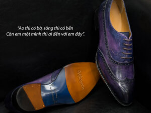 Giày tây nam Oxford Wingtip O2037 Tím khói 003