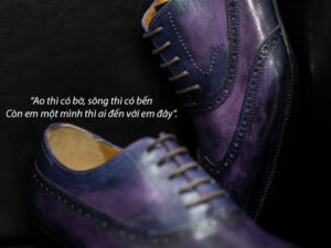 Giày tây nam Oxford Wingtip O2037 Tím khói 002