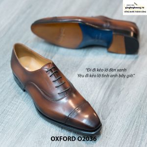 Giày Oxford Captoe Brogues đế da O2036 004