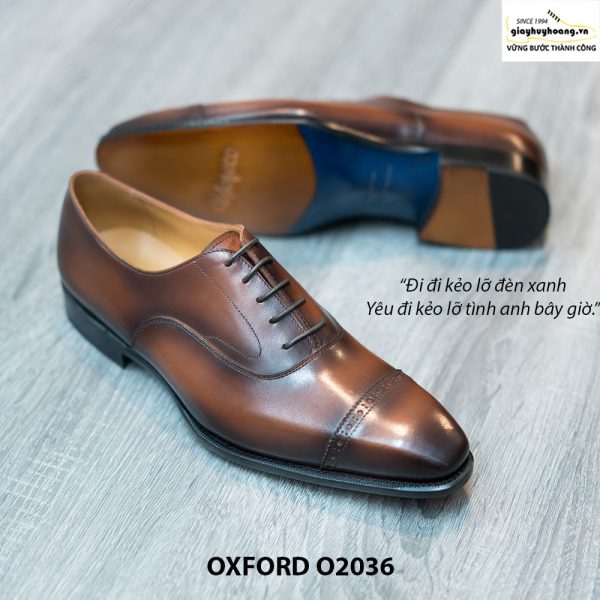 Giày Oxford Captoe Brogues đế da O2036 003