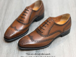 Giày da Oxford Wingtip buộc dây chính hãng O2035 001
