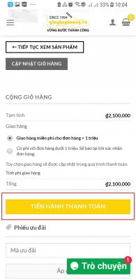 Hướng dẫn đặt hàng online trên Website giayhuyhoang.vn trên điện thoại bước 3