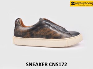 Giày da nam buộc dây đế bằng Sneaker nam CNES172 001