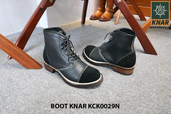 [Outlet size 42] Giày da Boot buộc dây Knar KCK0029N 002