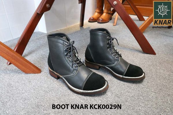 [Outlet size 42] Giày da Boot buộc dây Knar KCK0029N 001