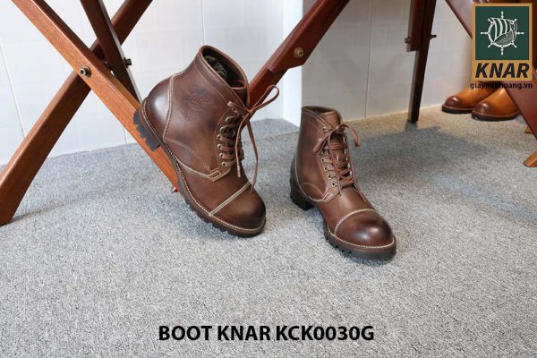 [Outlet size 42] Giày Boot cổ cao buộc dây Knar KCK0030G 005
