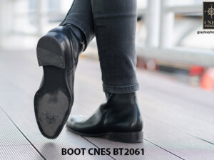 Giày da Boot nam đen bóng CNES BT2061 004