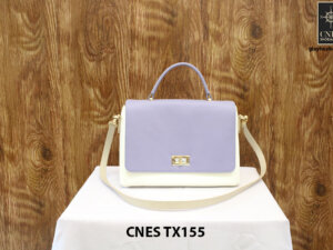 Túi xách da bê nữ màu kem CNES TX155 001