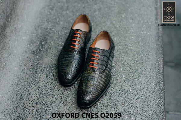 Giày tây nam da bò vân cá sấu Oxford CNES O2059 001