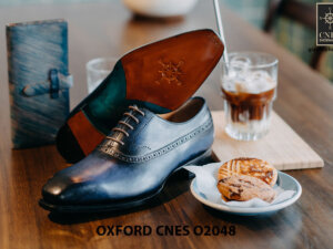 Giày da nam màu xanh đại dương Oxford CNES O2048 004