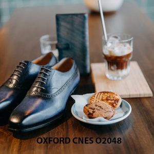 Giày da nam màu xanh đại dương Oxford CNES O2048 002