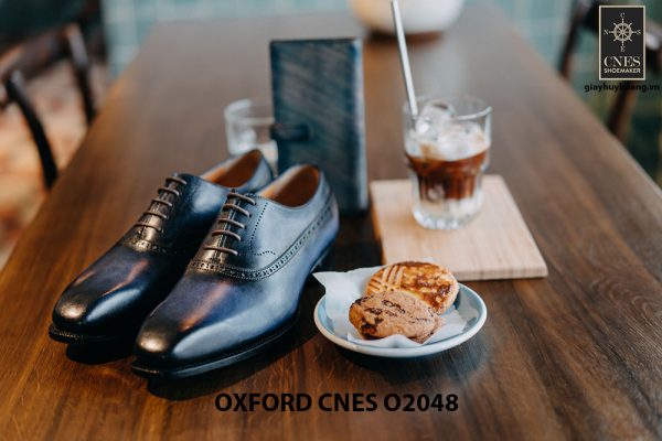 Giày da nam màu xanh đại dương Oxford CNES O2048 002