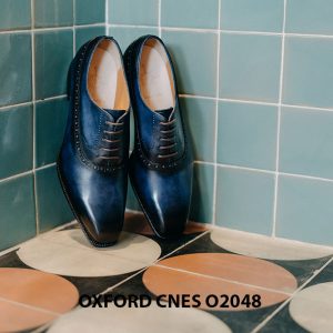 Giày da nam màu xanh đại dương Oxford CNES O2048 001