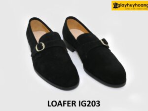 [Size 38+39+40] Giày lười nam da lộn màu đen Loafer IG203 001