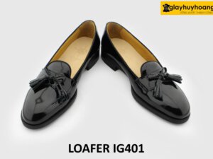 Giày lười nam da bóng kinh màu đen loafer IG401 004
