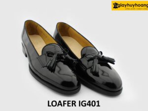 Giày lười nam da bóng kinh màu đen loafer IG401 003