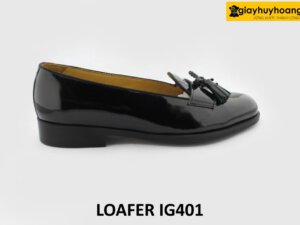 Giày lười nam da bóng kinh màu đen loafer IG401 001