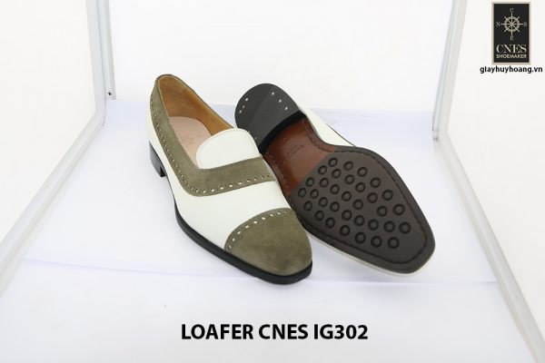 [Outlet Size 41] Giày lười nam da lộn xanh rêu Loafer Cnes IG302 003