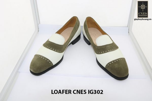 [Outlet Size 41] Giày lười nam da lộn xanh rêu Loafer Cnes IG302 002