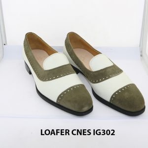 [Outlet Size 41] Giày lười nam da lộn xanh rêu Loafer Cnes IG302 001