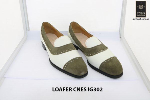 [Outlet Size 41] Giày lười nam da lộn xanh rêu Loafer Cnes IG302 001