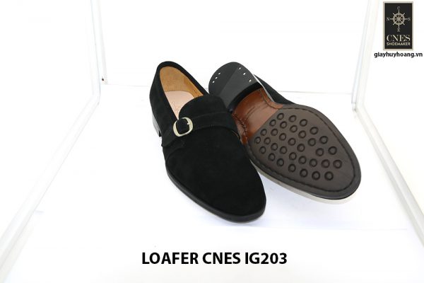 [Outlet Size 41] Giày lười nam da lộn màu đen Loafer Cnes IG203 003