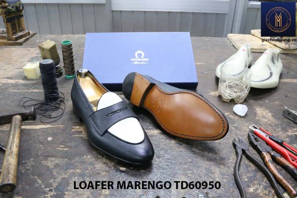 [Outlet Size 46] Giày lười nam đen trắng Marengo TD60950 003