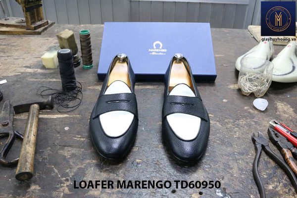 [Outlet Size 46] Giày lười nam đen trắng Marengo TD60950 002