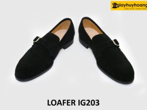 [Size 38+39+40] Giày lười nam da lộn màu đen Loafer IG203 004