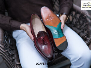 Giày lười nam chuông màu đỏ đô Tassel Loafer LF2067 002