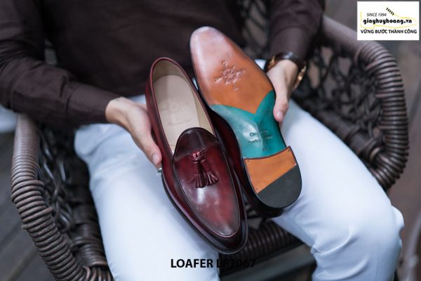 Giày lười nam chuông màu đỏ đô Tassel Loafer LF2067 002