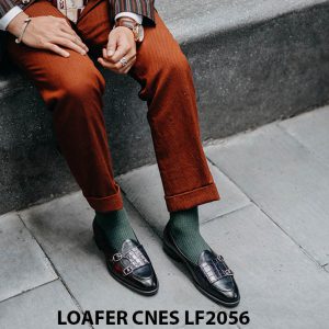 Giày lười nam hai khoá chính hãng Penny Loafer LF2056 001