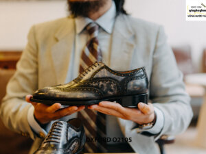 Giày da nam Wingtips chữ W phong cách Oxford O2105 004