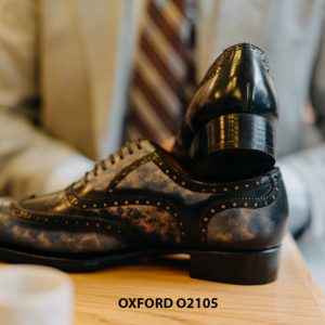 Giày da nam Wingtips chữ W phong cách Oxford O2105 003