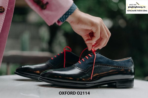 Giày da nam cao cấp phối da nhung Oxford O2114 004