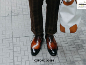 Giày tây nam da trơn đánh màu Patina Oxford O2098 001