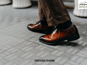 Giày tây nam da trơn đánh màu Patina Oxford O2098 003