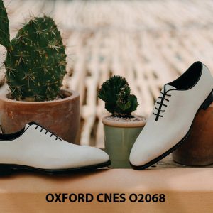 Giày da nam màu trắng cao cấp Oxford CNES O2068 006
