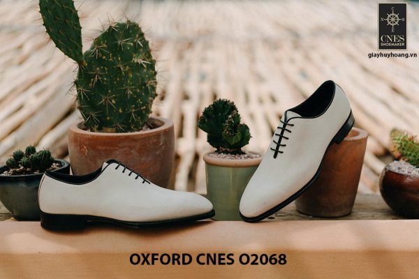 Giày da nam màu trắng cao cấp Oxford CNES O2068 006