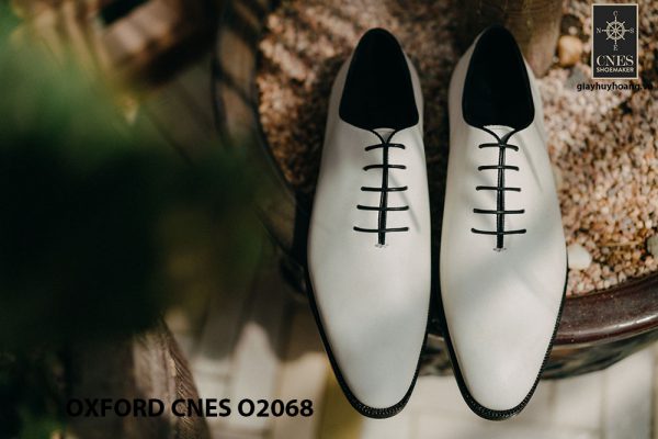 Giày da nam màu trắng cao cấp Oxford CNES O2068 001