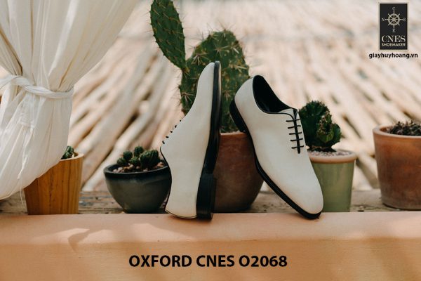 Giày da nam màu trắng cao cấp Oxford CNES O2068 002