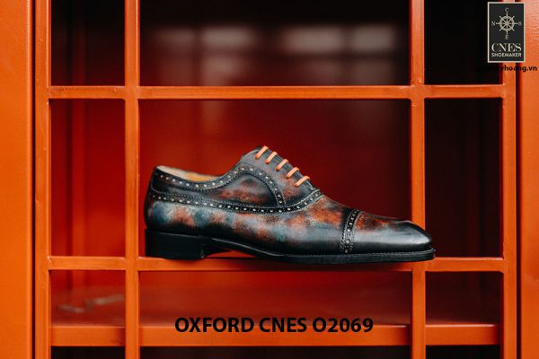 Giày tây nam đánh Patina 7 sắc màu Oxford O2069 002