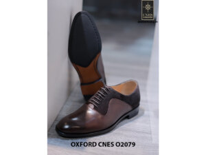 Giày da nam cao cấp phối nhung Oxford O2078 002