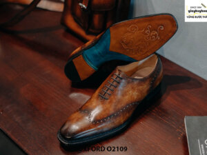 Giày da nam da trơn đánh Patina cao cấp Oxford O2119 004