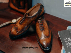 Giày da nam da trơn đánh Patina cao cấp Oxford O2119 003