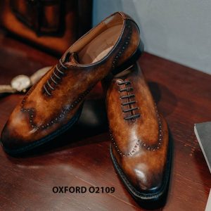 Giày da nam da trơn đánh Patina cao cấp Oxford O2119 003