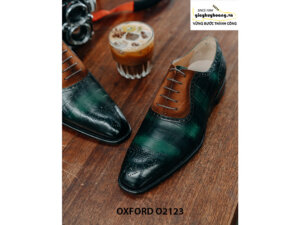 Giày tây nam da bê dập vân cá sấu Oxford O2123 003